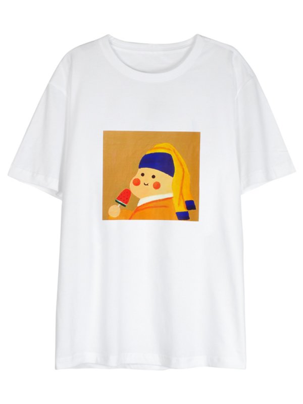 Women's Loose And Slim Cartoon Print Short Sleeve T-shirt